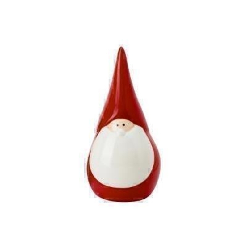 Small red ceramic Santa Claus or Father Christmas ideal for sitting on a ledge designed by Transomnia